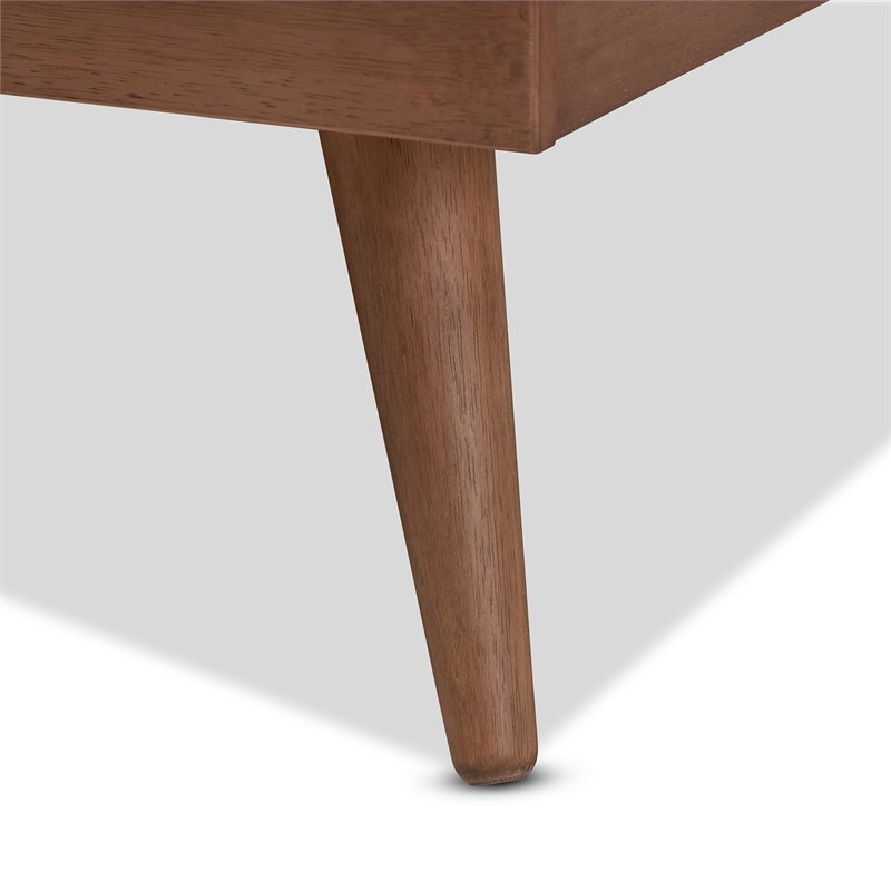 Baxton Studio Karine Mid-Century Wood Full Platform Bed in Walnut Brown