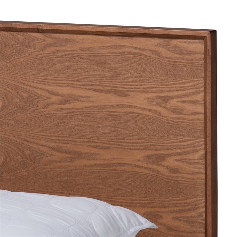 Baxton Studio Karine Mid-Century Wood Queen Platform Bed in Walnut Brown