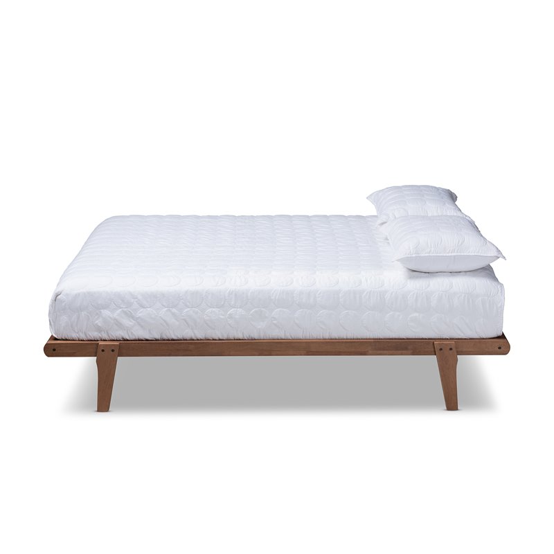 Baxton Studio Kaia Mid-Century Wood Full Platform Bed in Walnut Brown