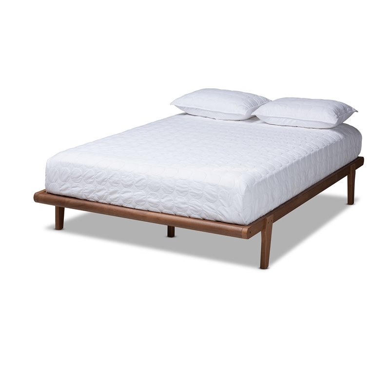 Baxton Studio Kaia Mid-Century Wood Full Platform Bed in Walnut Brown