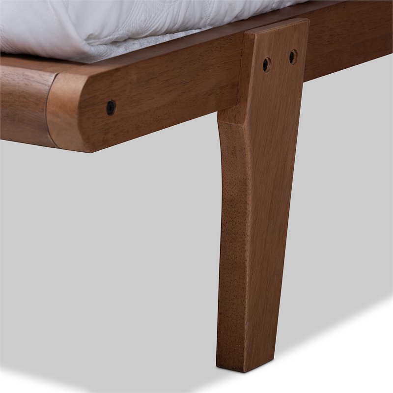 Baxton Studio Kaia Mid-Century Wood King Platform Bed in Walnut Brown