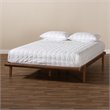 Baxton Studio Kaia Mid-Century Wood King Platform Bed in Walnut Brown