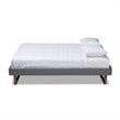 Baxton Studio Liliya Mid-Century Wood and Fabric Queen Platform Bed in Dark Gray