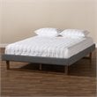 Baxton Studio Liliya Mid-Century Wood and Fabric Queen Platform Bed in Dark Gray