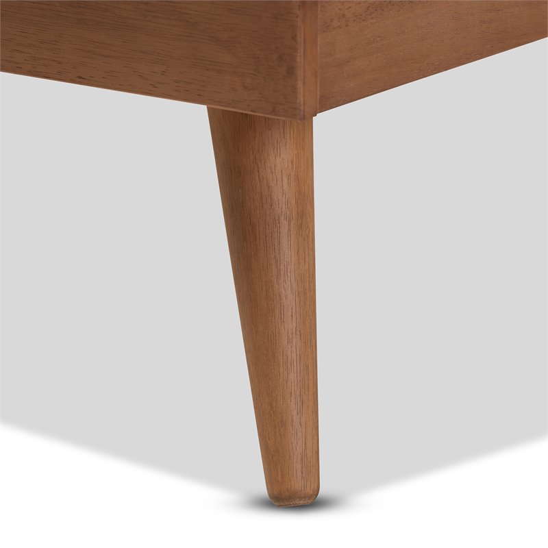 Baxton Studio Karine Mid-Century Wood Full Platform Bed in Walnut Brown