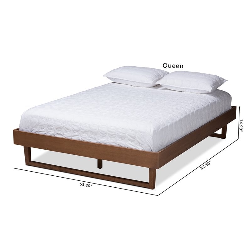 Baxton Studio Liliya Mid-Century Wood Queen Platform Bed in Walnut Brown