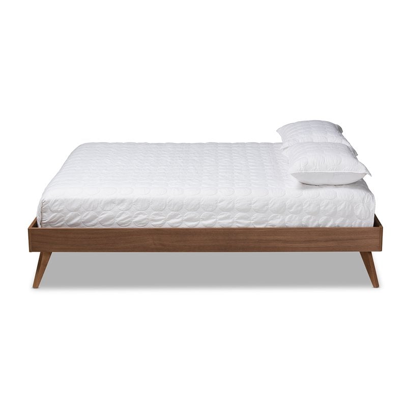 Baxton Studio Lissette Mid-Century Wood King Platform Bed in Walnut Brown