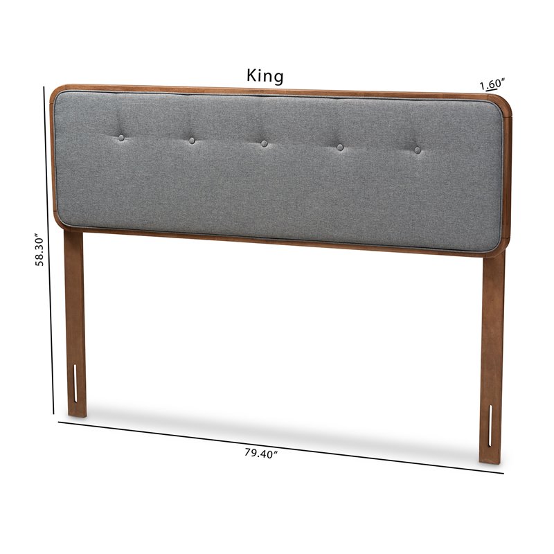 Baxton Studio Palina Mid-Century Wood Tufted King Headboard in Dark Gray