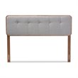 Baxton Studio Palina Mid-Century Wood Tufted Queen Headboard in Light Gray