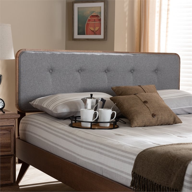 baxton studio palina mid-century wood tufted queen headboard in light gray