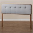 Baxton Studio Palina Mid-Century Wood Tufted Queen Headboard in Light Gray