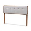 Baxton Studio Palina Mid-Century Wood Tufted Queen Headboard in Light Gray