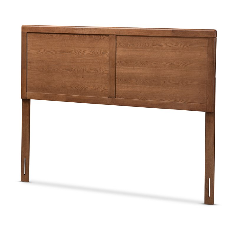 Baxton Studio Raya MidCentury Wood Full Headboard in Walnut Brown