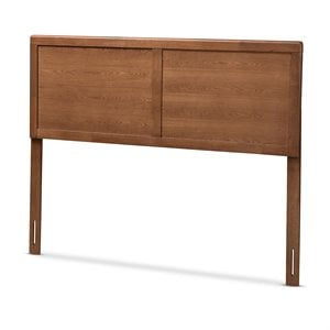 Baxton Studio Raya Mid-Century Wood King Headboard in Walnut Brown