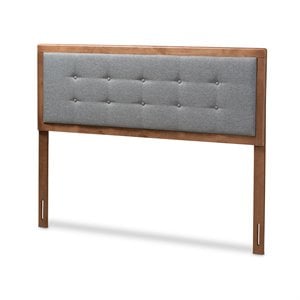 Baxton Studio Sarine Mid-Century Wood Tufted Queen Headboard in Dark Gray