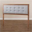 Baxton Studio Sarine Mid-Century Wood Tufted Full Headboard in Light Gray