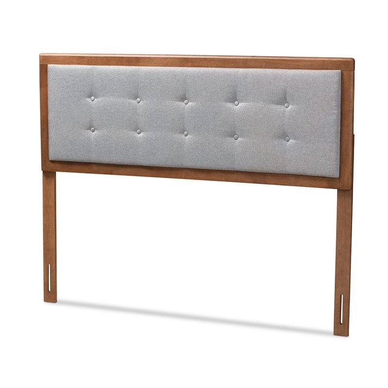 Baxton Studio Sarine Mid-Century Wood Tufted Queen Headboard in Light Gray