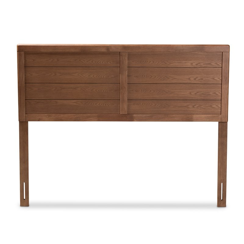 Baxton Studio Seren Mid-Century Wood King Headboard in Walnut Brown