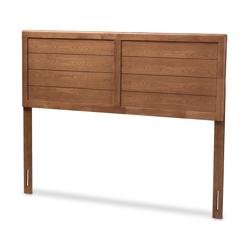 Baxton Studio Seren Mid-Century Wood King Headboard in Walnut Brown
