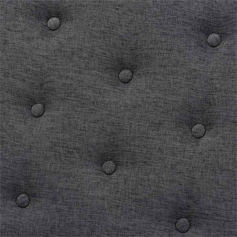 Baxton Studio Linus Mid-Century Upholstered Tufted Wood bench in Dark Gray