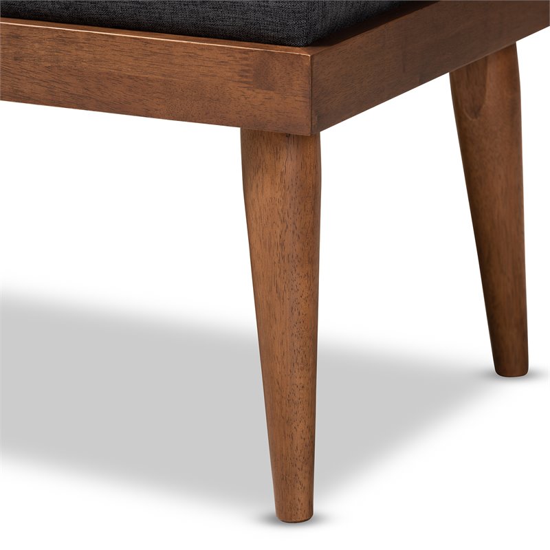 Baxton Studio Linus Mid-Century Upholstered Tufted Wood bench in Dark Gray