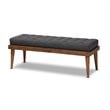 Baxton Studio Linus Mid-Century Upholstered Tufted Wood bench in Dark Gray