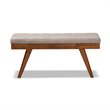 Baxton Studio Alona Mid-Century Upholstered Wood Bench in Light Gray