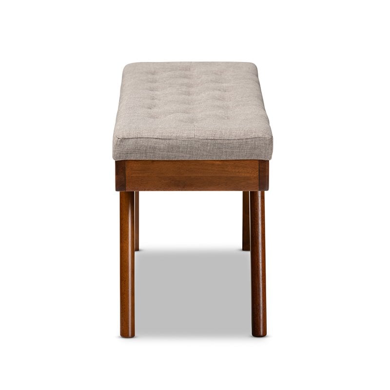 Baxton Studio Alona Mid-Century Upholstered Wood Bench in Light Gray