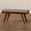Baxton Studio Alona Mid-Century Upholstered Wood Bench in Light Gray
