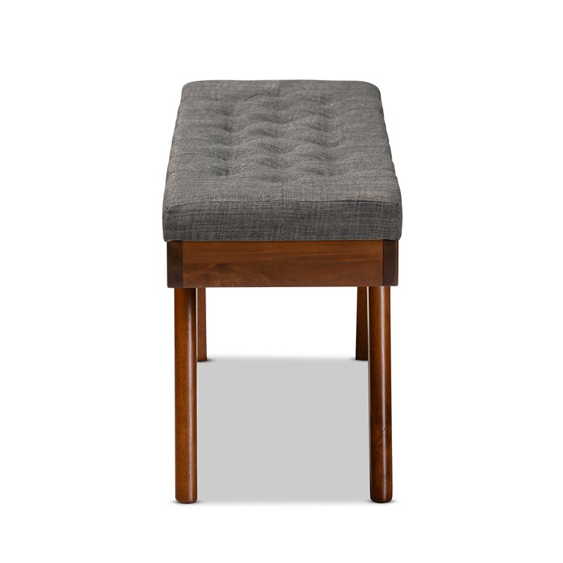 Baxton Studio Alona Mid-Century Upholstered Wood Bench in Gray