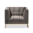 Baxton Studio Ambra Velvet Fabric with Gold Finish Accent Chair in Gray