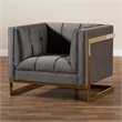 Baxton Studio Ambra Velvet Fabric with Gold Finish Accent Chair in Gray
