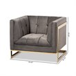 Baxton Studio Ambra Velvet Fabric with Gold Finish Accent Chair in Gray