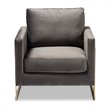 Baxton Studio Matteo Velvet Fabric with Gold Finish Accent Chair in Gray
