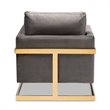 Baxton Studio Matteo Velvet Fabric with Gold Finish Accent Chair in Gray