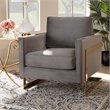 Baxton Studio Matteo Velvet Fabric with Gold Finish Accent Chair in Gray