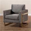 Baxton Studio Matteo Velvet Fabric with Gold Finish Accent Chair in Gray