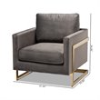 Baxton Studio Matteo Velvet Fabric with Gold Finish Accent Chair in Gray