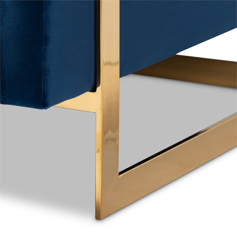 Baxton Studio Matteo Velvet Fabric with Gold Finish Accent Chair in Royal Blue