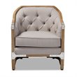 Baxton Studio Terina Fabric and White Washed Oak Wood Accent Chair in Gray-Beige
