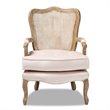 Baxton Studio Vallea Velvet Fabric and Oak Wood Accent Chair in Light Beige