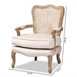 Baxton Studio Vallea Velvet Fabric and Oak Wood Accent Chair in Light Beige