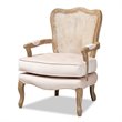 Baxton Studio Vallea Velvet Fabric and Oak Wood Accent Chair in Light Beige