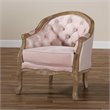 Baxton Studio Genevieve Light Pink Velvet White-Washed Oak Armchair