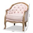 Baxton Studio Genevieve Light Pink Velvet White-Washed Oak Armchair