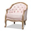 Baxton Studio Genevieve Light Pink Velvet White-Washed Oak Armchair
