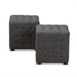 Baxton Studio Elladio Upholstered Wood Cube Ottoman in Dark Gray - Set of 2