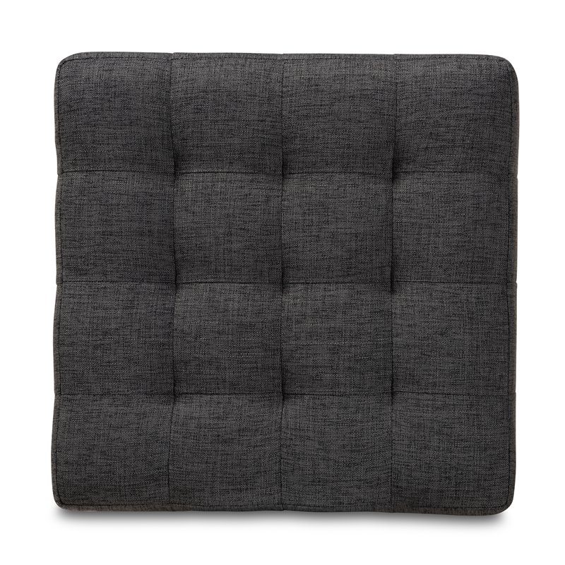 Baxton Studio Elladio Upholstered Wood Cube Ottoman in Dark Gray - Set of 2