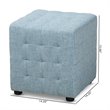 Baxton Studio Elladio  Upholstered Wood Cube Ottoman in Light Blue - Set of 2