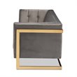 Baxton Studio Ambra Modern Velvet and Gold Finish Sofa in Gray